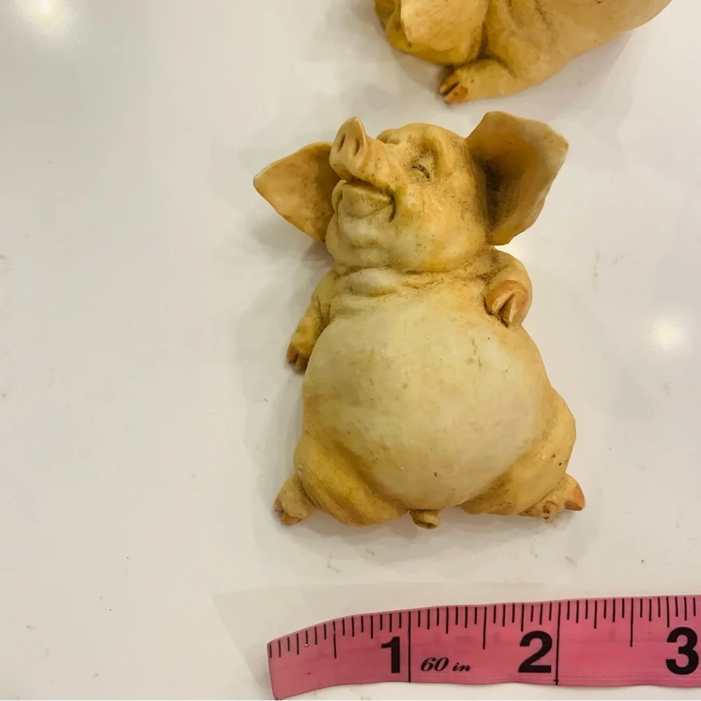 Vintage Set Of Three Little Pigs Ceramic 2001 By Home Interiors No Flaws 3x2 in - Picture 7 of 12